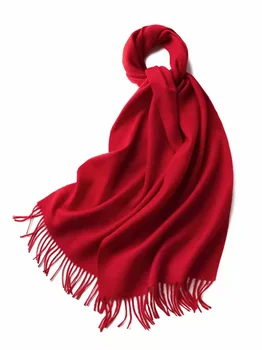 Теплый шерстяной шарф Леди Утолщенная теплая шаль Словосочетание Чистый цвет Шарф в стиле Null Женский модный простой Длинный кашемировый шарф  5
