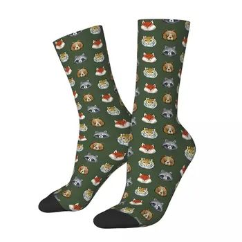 Тигры и другие истории Енот Процион Лотор Зимние носки унисекс с животными для бега Happy Socks уличный стиль Crazy Sock  5