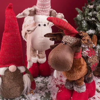 Украшение Рождественской куклы Санта Клаус Кукла Снеговик Подарочная упаковка для цветов Украшение витрины с букетом цветов  5