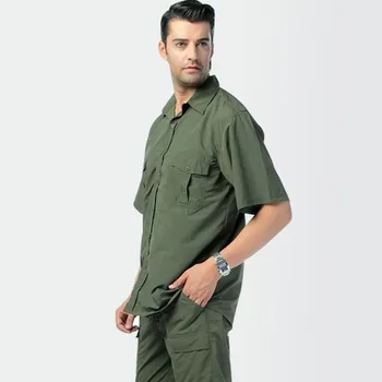 Уличная тактическая военная мужская спортивная рубашка с коротким рукавом, дышащая, быстросохнущая, сверхлегкая, для пеших прогулок, кемпинга, скалолазания, рыбалки  5