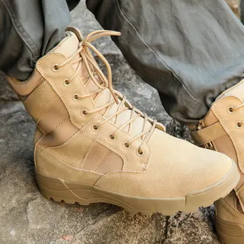 Уличные военные тактические нескользящие Износостойкие Дышащие армейские ботинки с боковой молнией, мужские треккинговые Походные альпинистские ботинки  5