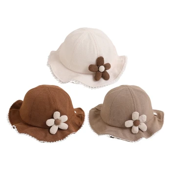 Унисекс кепка с широкими полями, шляпа с цветами, шляпа от солнца, тканевая кепка для ребенка 1-8 лет  5