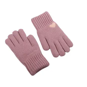 Утолщенные женские вязаные перчатки с рисунком Love, эластичные Мягкие зимние перчатки плюс бархатные двухслойные теплые варежки  5