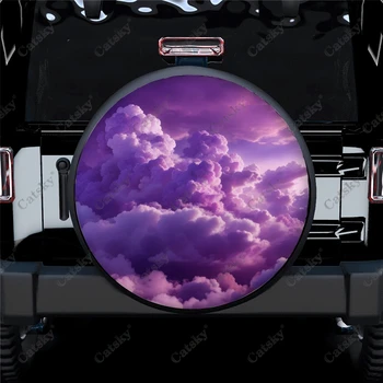 Фиолетовые Небеса И Облака Полиэфирный Универсальный Чехол Для Шин Запасного Колеса Колесные Чехлы для Прицепа RV SUV Truck Camper  5
