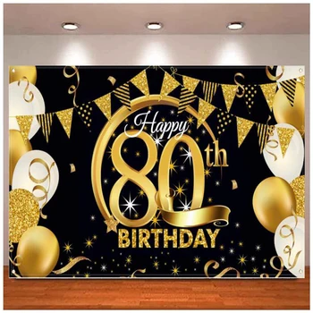 Фон для фотосъемки из черного золота, плакат с надписью для юбилейной фотобудки, баннер, принадлежности для вечеринки по случаю дня рождения  5