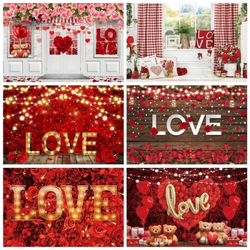 Фон для фотосъемки на День Святого Валентина, Блестящее Сердце Любви, Легкое Боке, Блестящий Фон для свадебной фотосессии для вечеринки в душе невесты  5