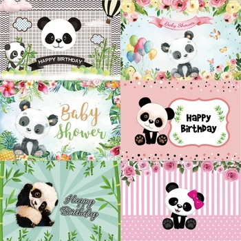 Фоновые фотографии, День рождения панды, Бамбуковый плакат с мультфильмом, Фотофоны для портретов новорожденных, Фотосессия, Фотостудия  0