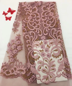 Французские кружевные ткани 2018 Африканский тюль Кружевная ткань с камнями Высококачественная нигерийская кружевная ткань для вечернего платья R68  3