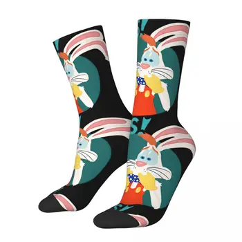 Хип-хоп Винтажные мужские компрессионные носки Jeepers Crazy Унисекс с рисунком Кролика Роджера в рамке W-Who Harajuku с забавным принтом, бесшовные  5