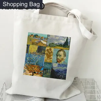 Хозяйственная сумка Van Gogh Bolso Многоразовый Мешок для переработки Джутовый мешок Bag Sac Cabas Bolsas Многоразового использования Bolsas Ecologicas Sac Tissu  5