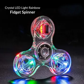 Хрустальный Люминесцентный Светодиодный Спиннер Fidget Spinner Hand Top Spinners Светящиеся в Темноте EDC Игрушки Для Снятия Стресса Кинетический Гироскоп Для Детей  5