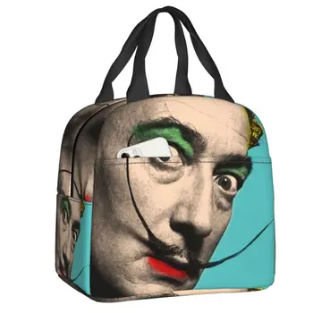 Художник Сальвадор Дали, Испания, Изолированная сумка для ланча для женщин, портретный холодильник в стиле поп-арт, Термос для ланча, офис для пикника, путешествия  5