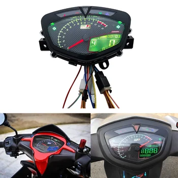 Цифровой измеритель скорости мотоцикла Yamaha Lc135 V1 Jupiter MX Copy Uma LCD RPM тахометр.  1