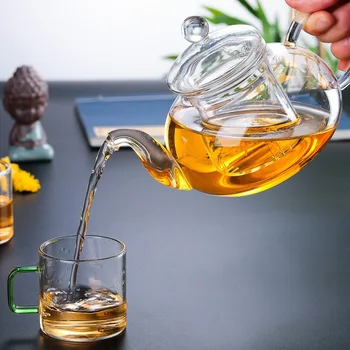 Чайник из утолщенного стекла чайный набор кунг-фу высокотемпературный чайник из боросиликатного стекла фильтрующий чайный набор  1