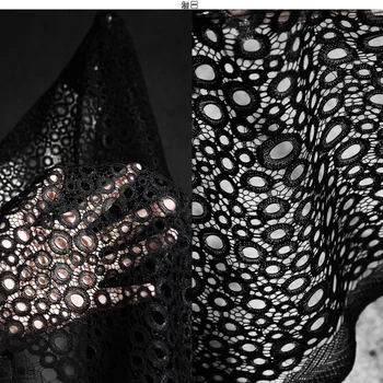 Черная кружевная сетчатая ткань неправильной формы, Выдолбленная одежда, Платье, Брюки, куртка, Шаль, Дизайнерский швейный материал, Ткань оптом  4