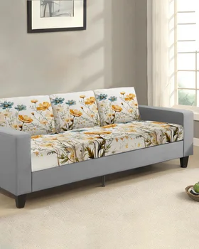 Чехлы для диванов с цветочными растениями для гостиной Эластичные чехлы для подушек сидений Эластичные чехлы для диванов L-образной формы  5