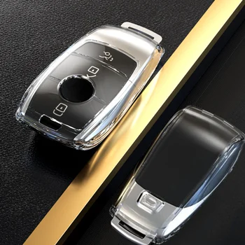 Чехол для Автомобильных Ключей из ТПУ Mercedes Benz A C E S G Class GLC CLE CLA GLB GLS W177 W205 W213 W222 X167 AMG С Прозрачной Крышкой Fob Shell  5