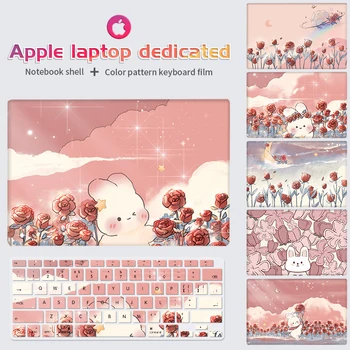 Чехол Для ноутбука Lovely Rabbit Hard Shell Водонепроницаемый Чехол с Клавиатурой Для Macbook Air 13 A1466 A2337 Pro A2681 A2485 A2941  3
