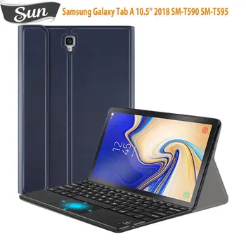 Чехол-клавиатура для Samsung Galaxy Tab a 10.5 SM T590 T595 Беспроводная Крышка Клавиатуры со Встроенной Сенсорной панелью Trackpad  5