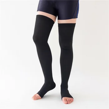 Чулки выше колена большого размера, мужские и женские Спортивные компрессионные чулки с открытым носком, нейлоновые носки Four Seasons L  4