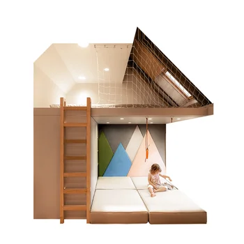 Шкаф для одежды детская секретная базовая кабина кровать на чердаке современный мансардный домик на дереве кровать  4