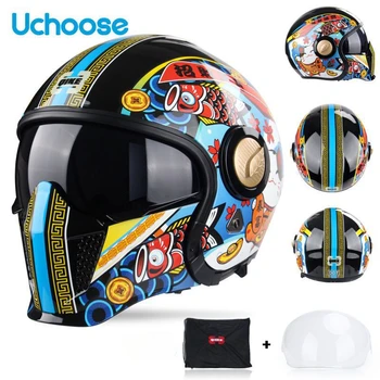 Шлем для электрического скутера, сертификат Rider 3C, Съемное бинокулярное зеркало двойного назначения Warrior, персонализированный шлем в стиле ретро  5