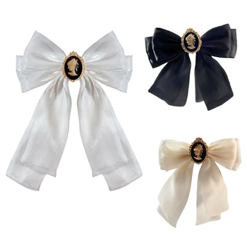 Элегантная брошь для галстука-бабочки из органзы, булавка для воротника, Модная брошь с бантом в стиле барокко, Булавка для женской школьной формы, Аксессуары для рубашек.  5