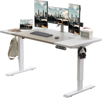 Электрический письменный стол Radlove с регулируемой высотой, 63x30 дюймов, рабочее место со стоячим столом, соединительная плата Для домашнего офисного компьютера  4