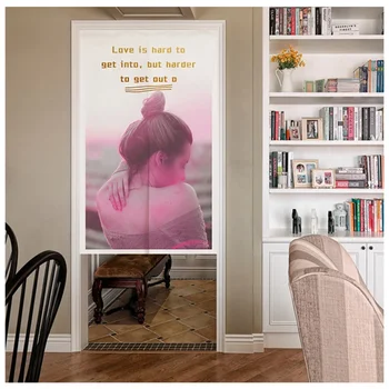 Эстетичный женский плакат, Скандинавские дверные занавески для кухонной двери, Льняные занавески Noren для спальни, Домашний декор для входа, перегородки, Занавески  5