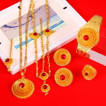 Эфиопская золотая заколка для волос, подвеска, цепочка, серьги, кольцо, заколка для волос, браслет, набор свадебных украшений Habesha в Эритрее, Африка  4